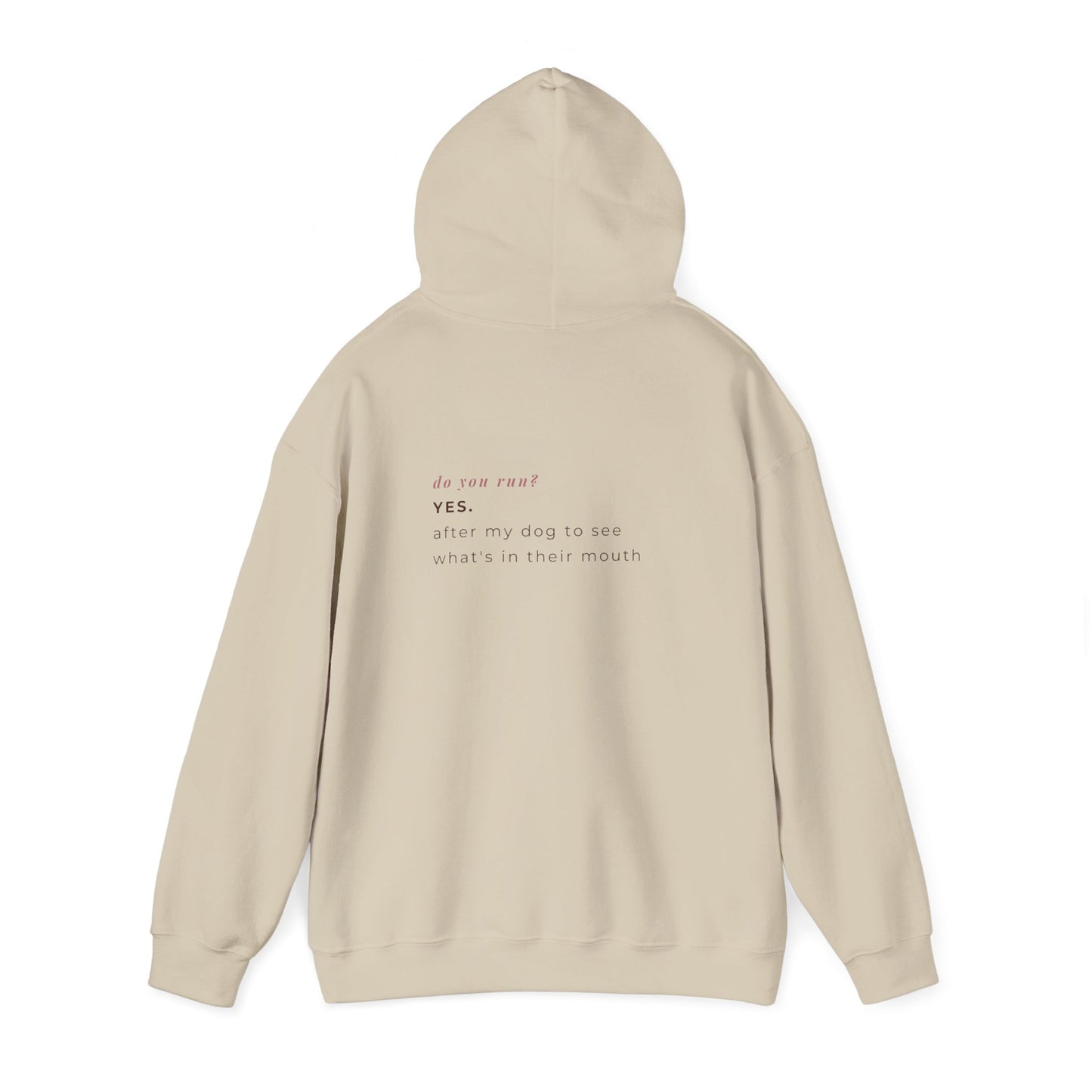 Woman wearing beige dog mom aesthetic hoodie