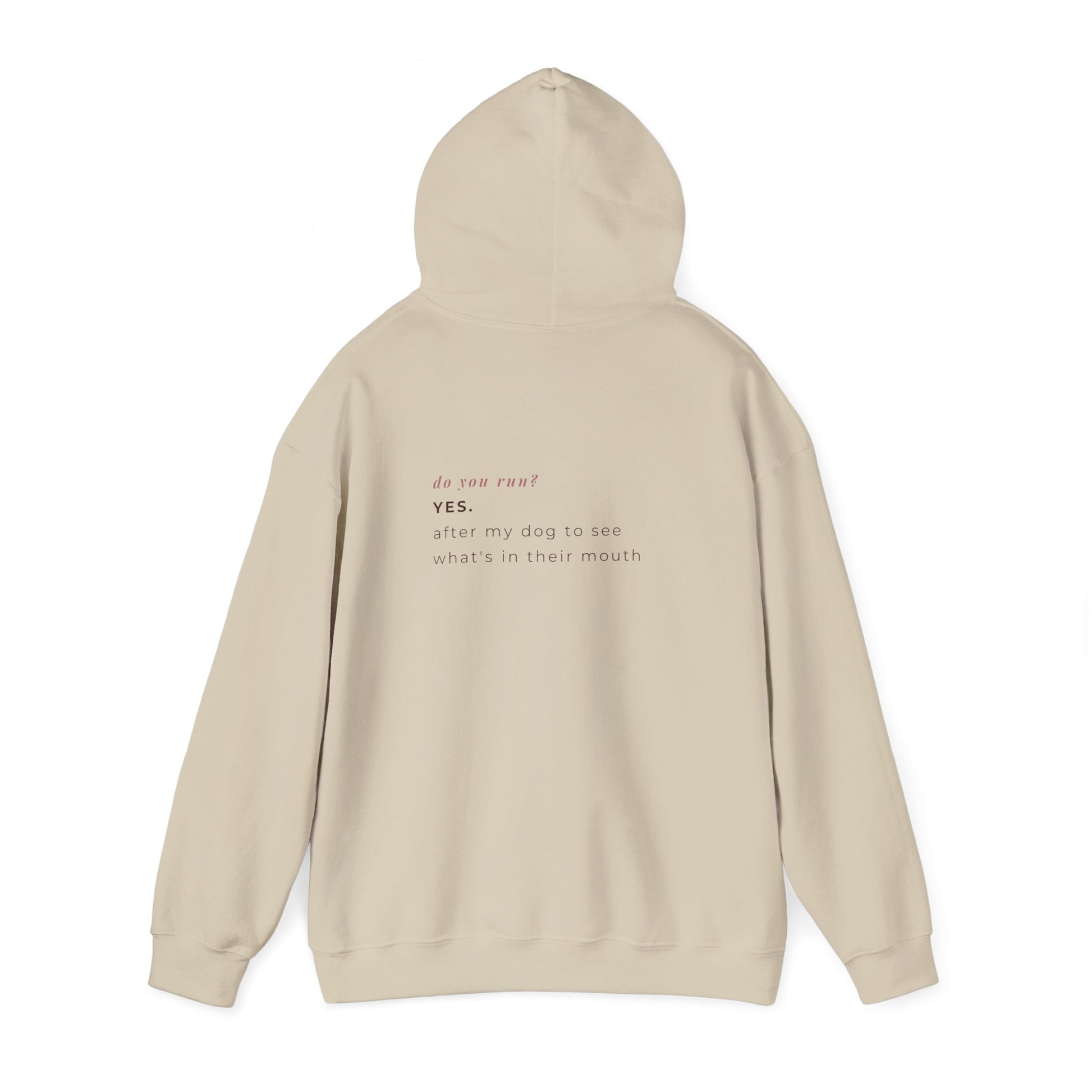 Woman wearing beige dog mom aesthetic hoodie