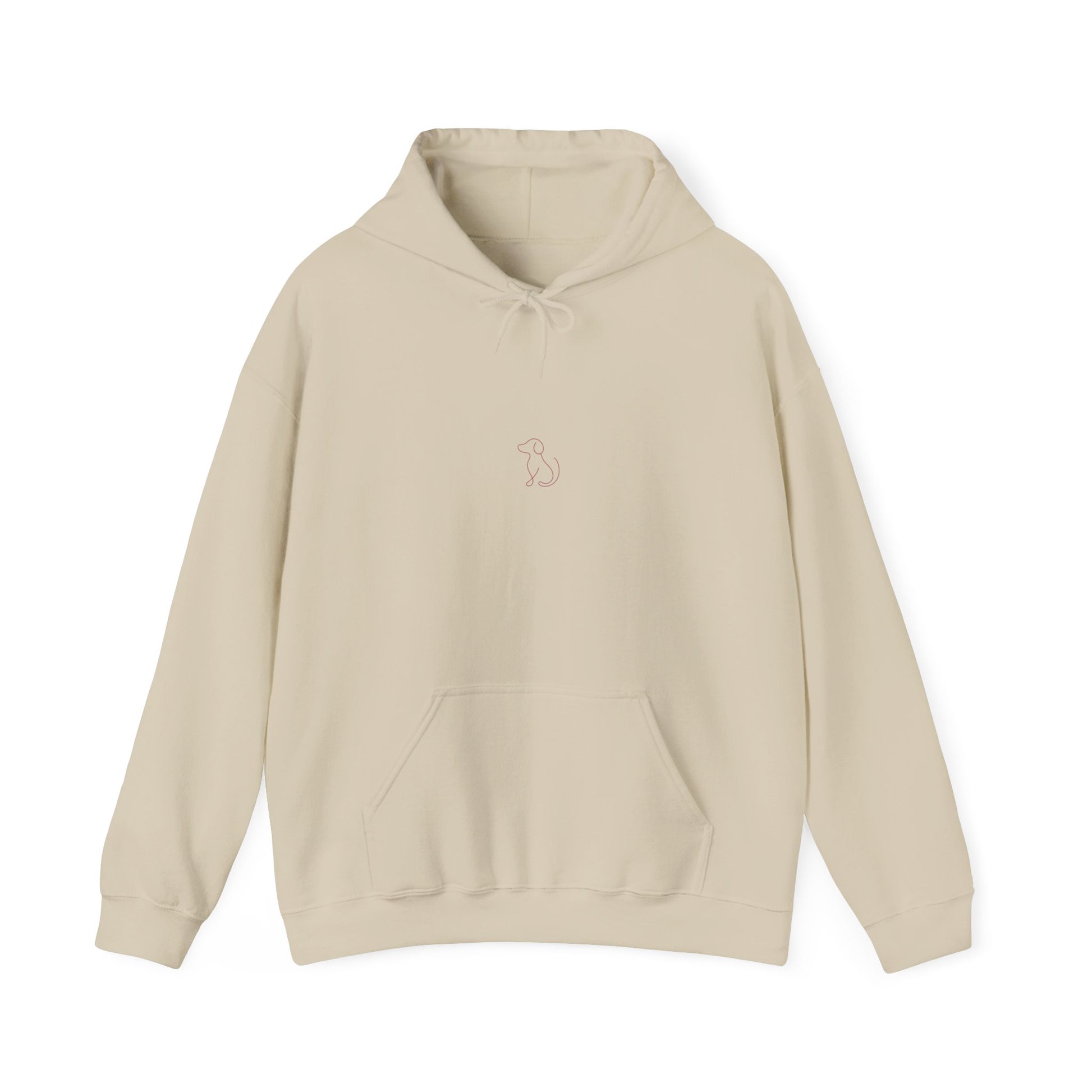 Beige hoodie with paw print graphic for dog moms