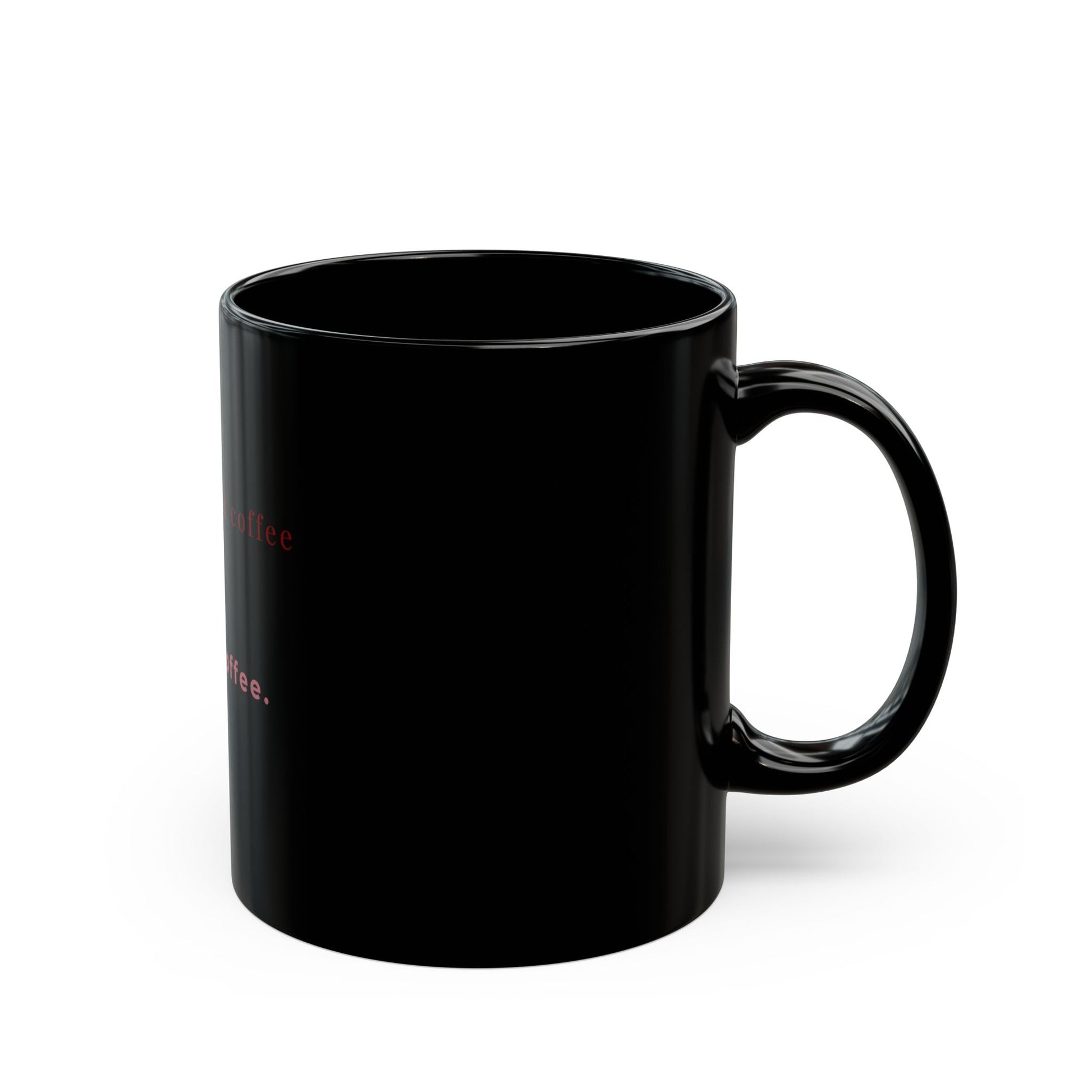Black coffee mug on table with morning light aesthetic